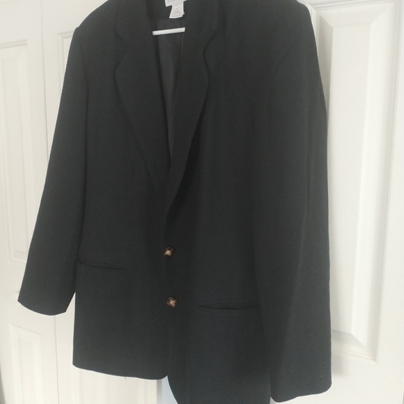 Land's End Women's Black Wool Woven Blazer 12 - Picture 2 of 11